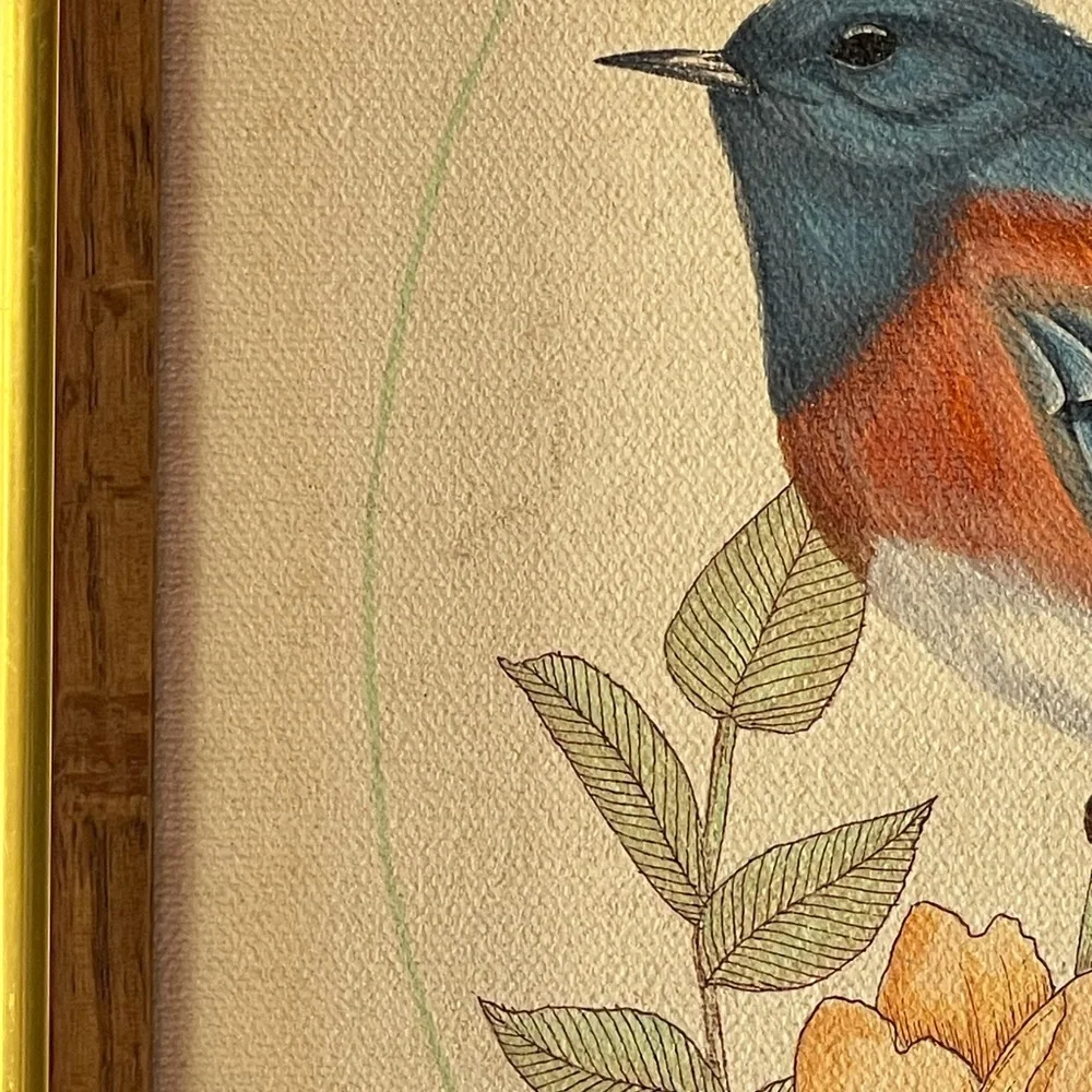 Bluebird painting framed stretched canvas - Picture 5 of 12